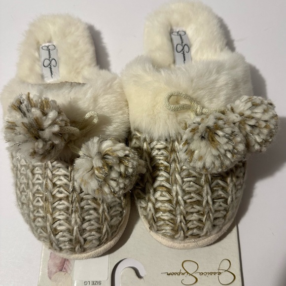 Jessica Simpson Cozy Knit and Faux Fur Slippers - Picture 3 of 5